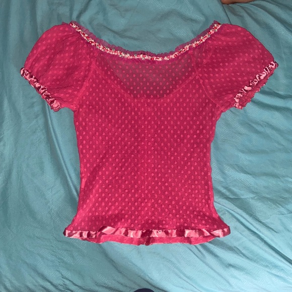 SOLD—PINK MILKMAID BETSEYJOHNSON TOP. .. Trade Preferred - Picture 3 of 8